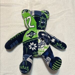 Patchwork Seattle Seahawks Plush Bear Toy - Green and Blue